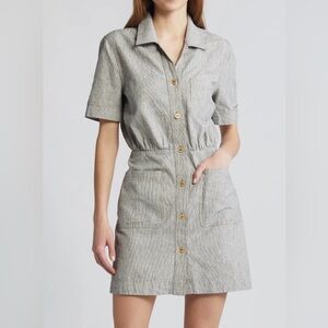 SEESUN Tanhoni Linen Cotton Shirt Dress In Color Whiblack Size L